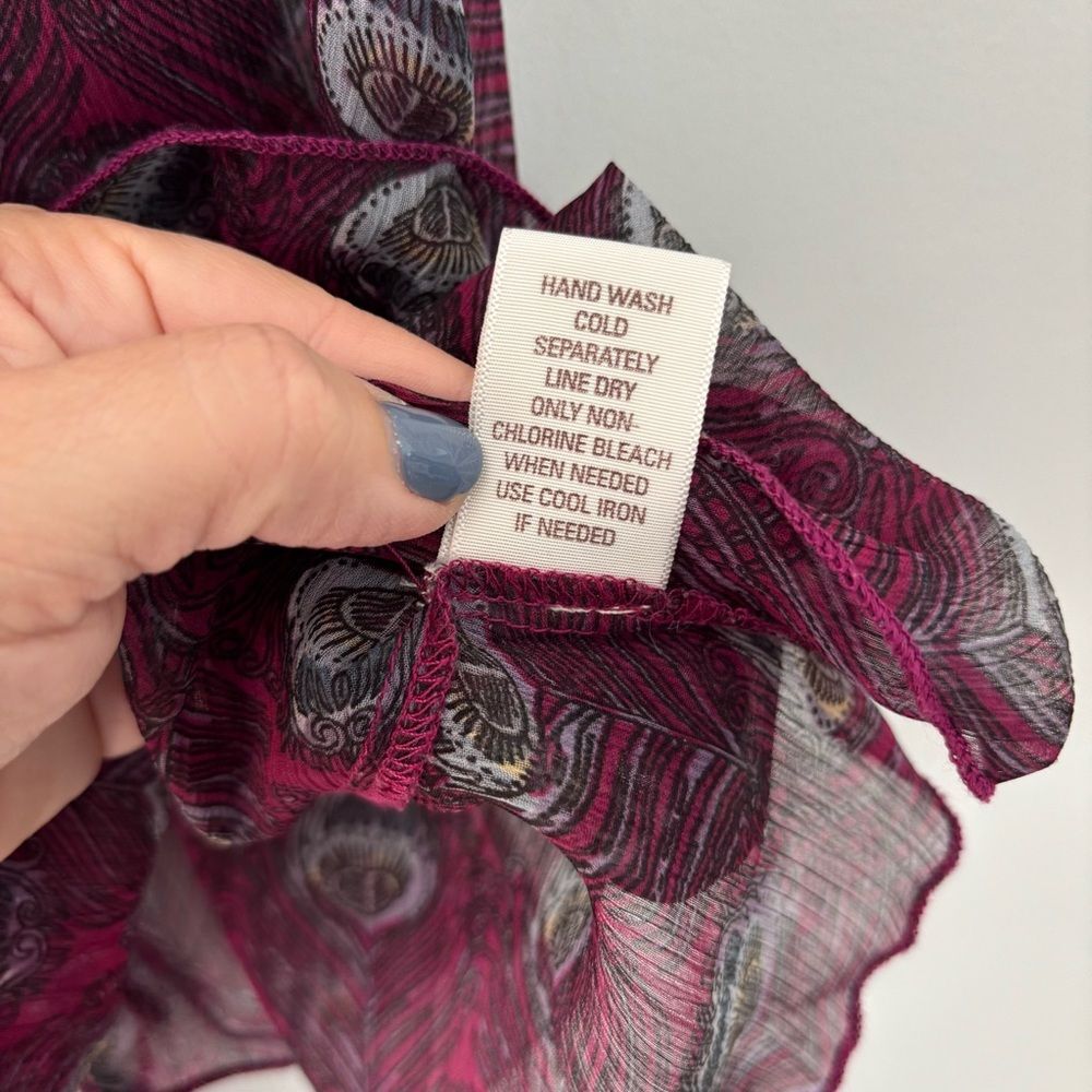 Love Fire Boho Peacock Print Lattice Tank Top Size L Whimsigoth Festival Sheer - Picture 9 of 11